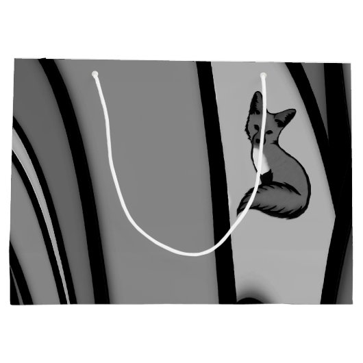 Fox Modern Art Design in Zilver Groot Cadeauzakje (Achterkant)