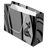 Fox Modern Art Design in Zilver Groot Cadeauzakje (Voorkant Gekanteld)