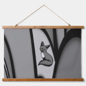 Fox Modern Art Design in Zilver Hangend Wandkleed (Voorkant)