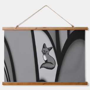 Fox Modern Art Design in Zilver Hangend Wandkleed