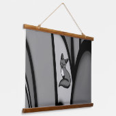 Fox Modern Art Design in Zilver Hangend Wandkleed (Gebogen)