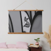 Fox Modern Art Design in Zilver Hangend Wandkleed (Slaapkamer)