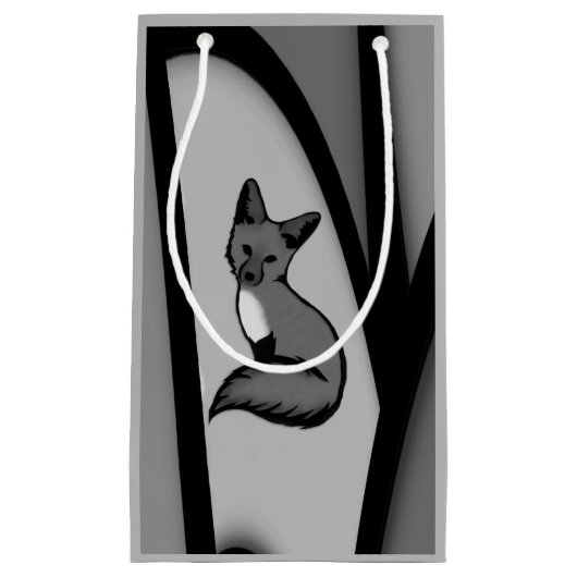 Fox Modern Art Design in Zilver Klein Cadeauzakje (Voorkant)
