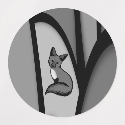 Fox Modern Art Design in Zilver Labels (Design 2)