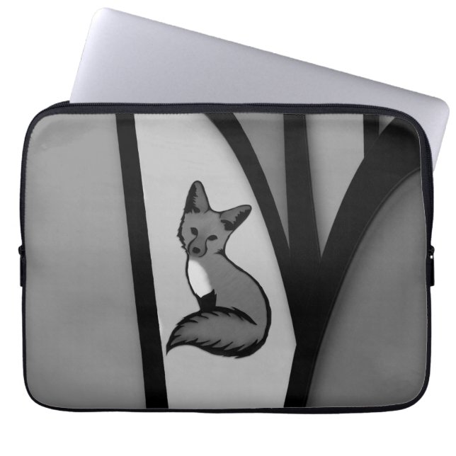 Fox Modern Art Design in Zilver Laptop Sleeve (Voorkant)