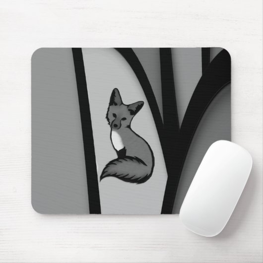 Fox Modern Art Design in Zilver Muismat (Met muis)