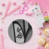 Fox Modern Art Design in Zilver Papieren Bordje (Feest)