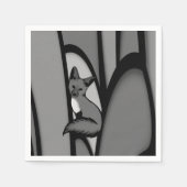 Fox Modern Art Design in Zilver Servet (Voorkant)