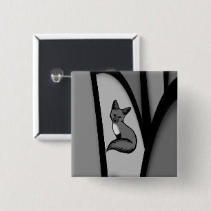 Fox Modern Art Design in Zilver Vierkante Button 5,1 Cm