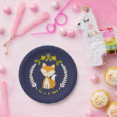 Fox Modern Boy Baby shower Papieren Bordje (Feest)