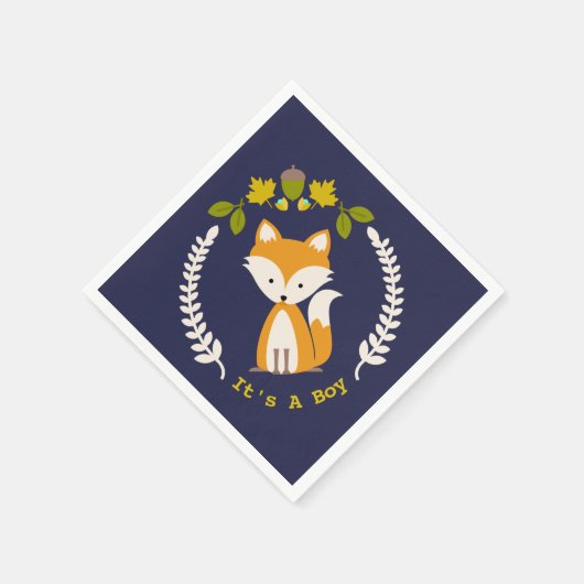 Fox Modern Boy Baby shower servetten (Hoek)