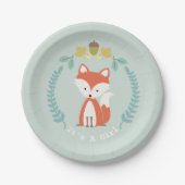 Fox Modern Girl Baby shower Papieren Bordje (Voorkant)