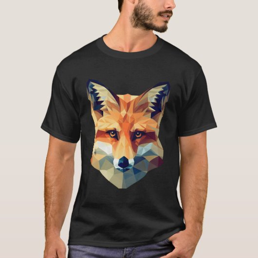 Fox Moderne Polygoon Stijl Dier T-shirt (Voorkant)