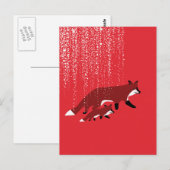 Fox moeder en baby die onder sneeuw lopen briefkaart (Voorkant / Achterkant)