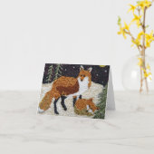 Fox Moeder en Cub Notecard Kaart (Gele Bloem)