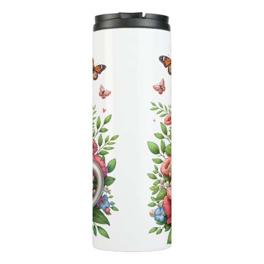 Fox Mom: Cub, Bloemen, Moederdag Thermosbeker (Achterkant)