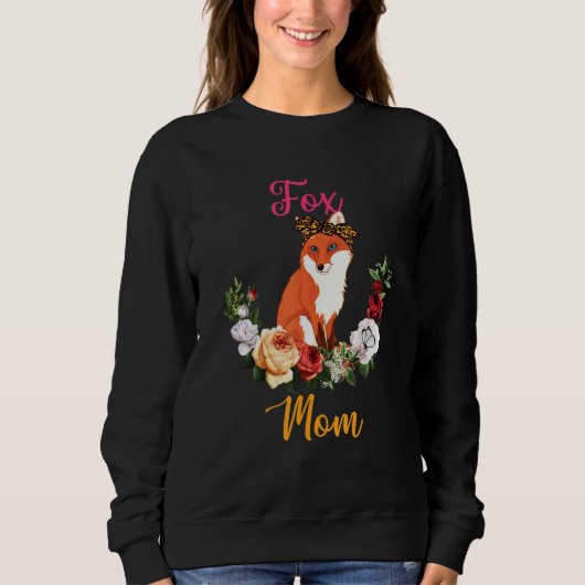 Fox Mom Floral Fox Bow Tie Lover Mother's Day Trui (Voorkant)