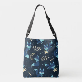 Fox Moon Donkerblauwe Maan Vossen Crossbody Tas