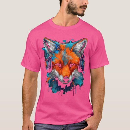 Fox Music Art Hoofdtelefoon Dier Fox T-shirt (Voorkant)