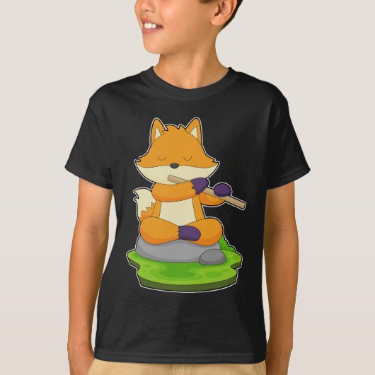 Fox muzikant fluit muziek t-shirt (Voorkant)