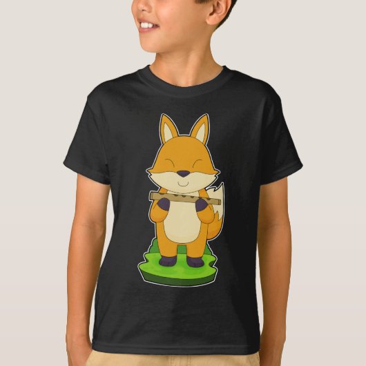 Fox muzikant fluit muziek t-shirt (Voorkant)