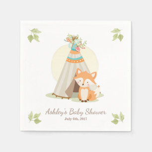 Fox Napkins woodland Baby shower Teepee pow Servet