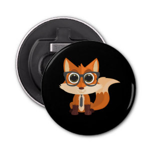 Fox Nerd Button Flesopener
