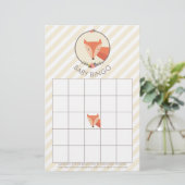 Fox Neutraal Baby shower Games Bingo (Staand voorkant)