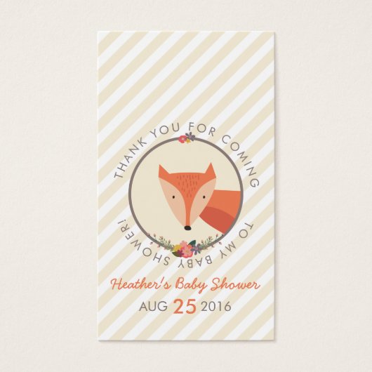Fox Neutral Baby shower Gepersonaliseerd Dank u La Visitekaartjes (Voorkant)