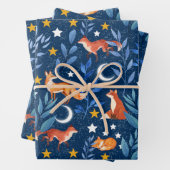 Fox Night Forest Celestial Seamless Pattern Inpakpapier Vel (In situ)