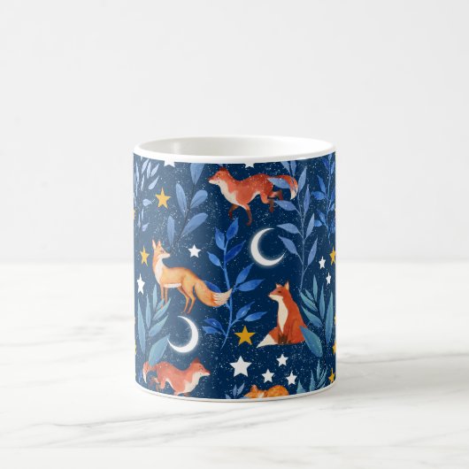 Fox Night Forest Celestial Seamless Pattern Koffiemok (Center)