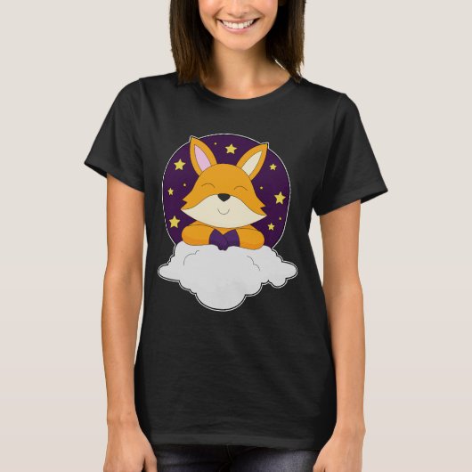 Fox Night Wolken Sterren T-shirt (Voorkant)