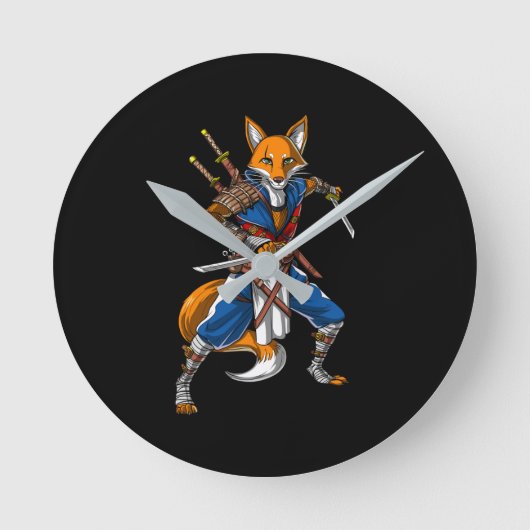 Fox Ninja Samurai Ronde Klok (Voorkant)