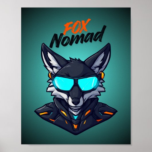 Fox Nomad Cyberpunk Mecha Neon Gaming Poster (Voorkant)