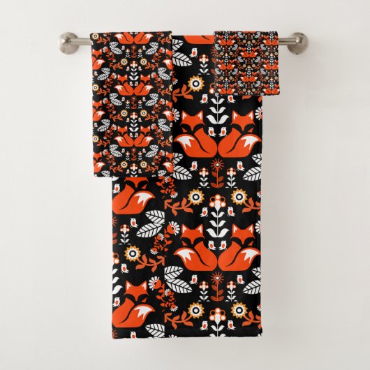 Fox Nordic Scandinavian Folk Art Bad Handdoek (Insitu)