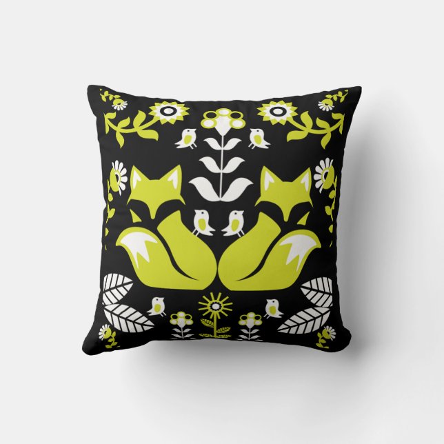 Fox Nordic Scandinavian Folk Art Kussen (Achterkant)