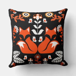 Fox Nordic Scandinavian Folk Art Kussen