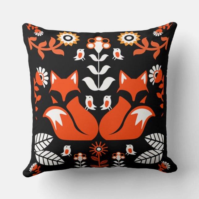 Fox Nordic Scandinavian Folk Art Kussen (Achterkant)