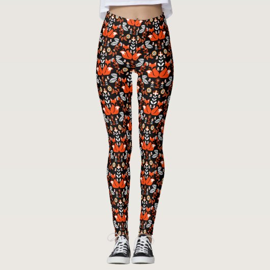 Fox Nordic Scandinavian Folk Art Leggings (Voorkant)