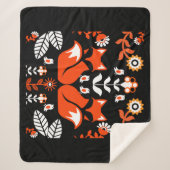 Fox Nordic Scandinavian Folk Art Sherpa Deken (Voorkant)