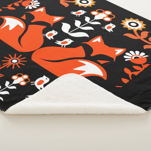 Fox Nordic Scandinavian Folk Art Sherpa Deken (3/4)