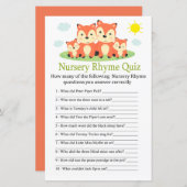 Fox Nursery Rhyme Quiz baby shower game (Voorkant / Achterkant)