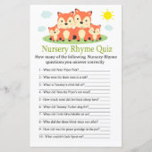 Fox Nursery Rhyme Quiz baby shower game (Voorkant)