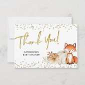 Fox Oh Boy Herfst Pumpkin Baby shower Dank je wel Bedankkaart (Voorkant)