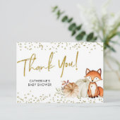 Fox Oh Boy Herfst Pumpkin Baby shower Dank je wel Bedankkaart (Staand voorkant)