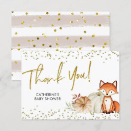 Fox Oh Boy Herfst Pumpkin Baby shower Dank je wel Bedankkaart