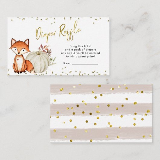 Fox Oh Boy Herfst Pumpkin Baby shower Diaper Raffl Informatiekaartje (Voorkant / Achterkant)
