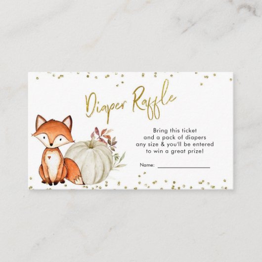 Fox Oh Boy Herfst Pumpkin Baby shower Diaper Raffl Informatiekaartje (Voorkant)