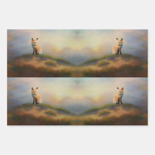 Fox on a Hill Wildlife Decoupage Papier Inpakpapier Vel (Voorkant 3)