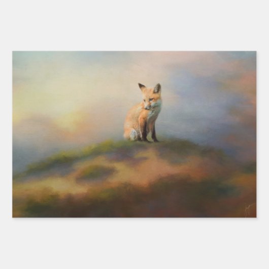 Fox on a Hill Wildlife Decoupage Papier Inpakpapier Vel (Voorkant)